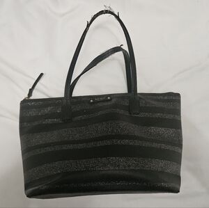 Kate Spade Black Glitter Striped Hand Bag!